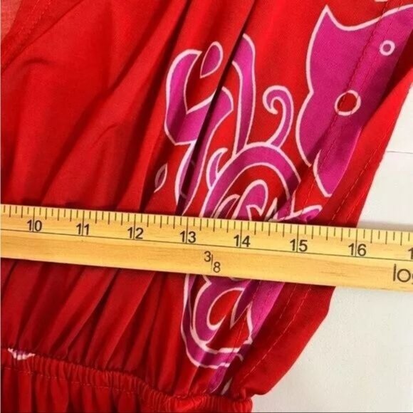 India Boutique Women's Plunge V Neck Maxi Dress Red Purple Size Small - Picture 6 of 10